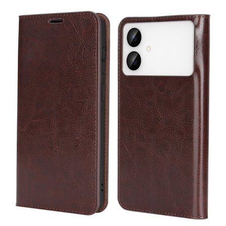 Crazy Horse Samsung Galaxy S26 Edge Plånboksfodral Äkta läder- Brun