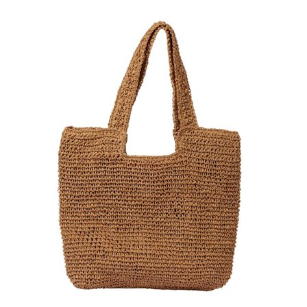 Strå Strandtaske til Kvinder - Stor Vævet Taske med Blød Skulderrem | Sommerferie Taske | Let Håndtaske til Pool, Strand