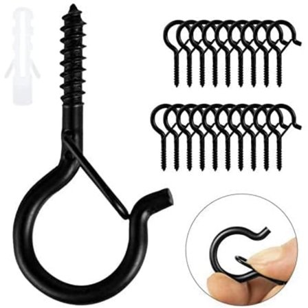 30 stk. sorte skruekroge, kraftige skruekroge med sikkerhedsløkke, træloftskrog til ophængning af plantekurve, fuglefoderautomater, lanterner, kopper