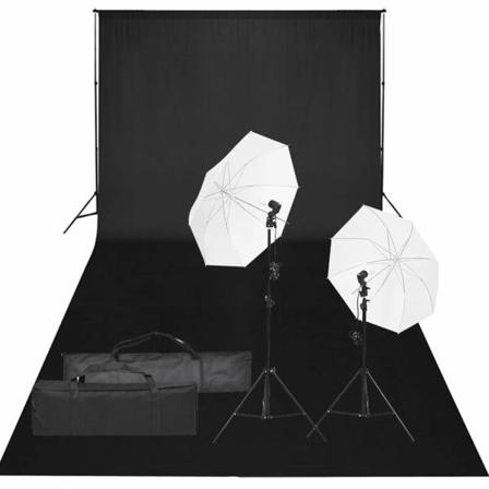 Vidaxl Fotostudio Med Lampor Och Bakgrund Svart