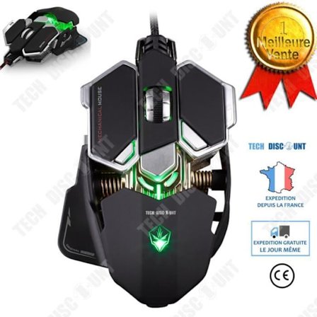 Trådad optisk mus - TD - G10 - Ergonomisk - 4000 dpi - 10 knappar - USB