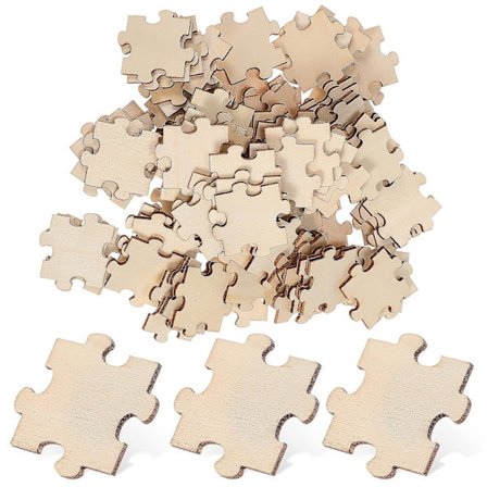 100 stk/pakke uferdige trepuslespill blanke puslespillbrikker for maling DIY kunst og håndverk