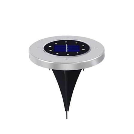 Nedgravde lys 10LED rustfritt stål solcelle underjordisk lys, utendørs plenlys, hage hagelys, 10LED positivt hvitt lys, underjordisk lys