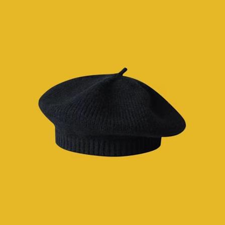 Mode Baby Strikket Beret Hat Ensfarvet Børns Varmt Ud Black