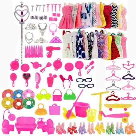 1 set Random Nukke Vaatteet Asusteet Kengät Mekko 76 KPL 76 KPL