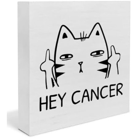 Gaver til kræftpatienter, kvinder og mænd, gaver til kræftoverlevere, gave til afslutning af kemoterapi, sjovt cool kat træskilt dekoration