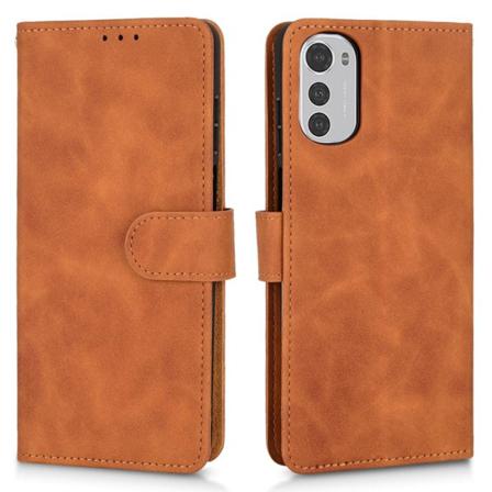 Motorola Moto E32 Matt Pu-läder Plånboksfodral - Brun Brun