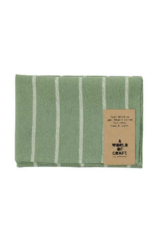 A World of Craft Eco Widestripe Green Handduk, Grön/Offwhite Kökstextil Grön 50x70 cm