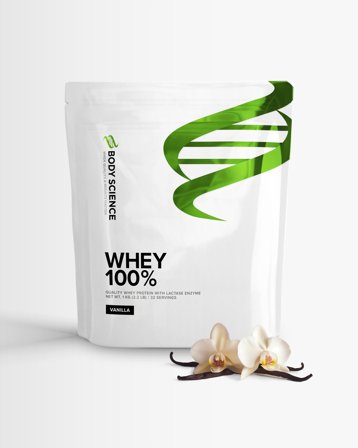 4 x Proteinpulver Whey 100% - 1 kg - Vanilla - Body Science - Vassleprotein, Protein, Kosttillskott, Protein, Vassleprotein (Whey)