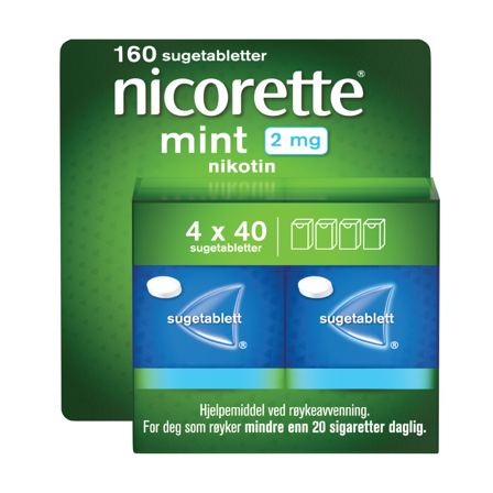 Nicorette 2 mg sugetabletter, Mint, 160 stk.