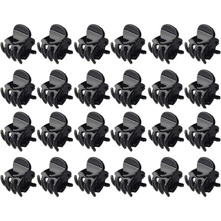Svart 24 stk Mini Hårklemmer, 1,5 cm Små Sklisikre Hårklemmer Plast Mini Hårklo Klemmer for Jenter og Kvinner