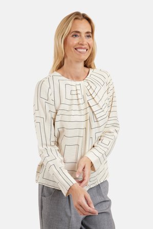 B. COPENHAGEN - Langærmet T-shirt - Råhvid - Mønstret