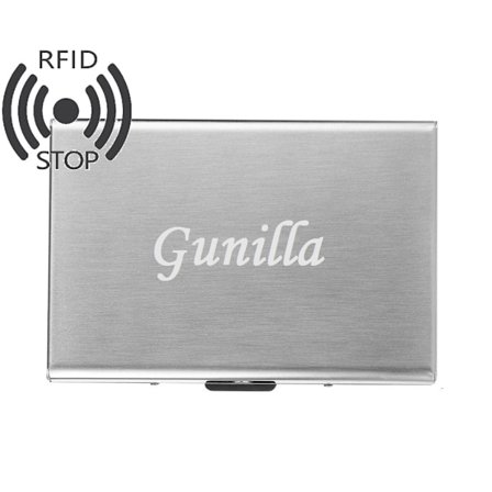 Exklusiv stål Korthållare med valfri namn / text gravyr