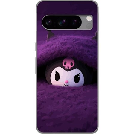 Yhteensopiva Puhelinkuori Google Pixel 8 Pro Kuromi lilassa pörröisessä ympäristössä, jossa on salaperäinen kawaii-suunnittelu.