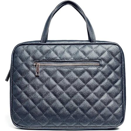 ther Toiletry Bag for Women - Stor kosmetisk størrelse med 4 lommer - Rose Gold Hardware og Satin Interior - Svart