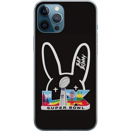 Kompatibelt Mobildeksel til Apple iPhone 12 Pro Max Bad Bunny portrett med åpen skjorte, tatoveringer og krøllete hår i stilfull motefotografering