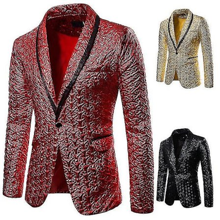 Shiny Glitter Suit Jacket, Herr Sjalkrage Enknapps Blazer Jacka, Balklänning Blazers