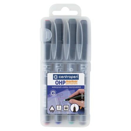 CENTROPEN Märkpenna Permanent, tunn spets, 0,6 mm linjebredd, olika färger 4/fp - Lyreco - Kontorsmaterial - Pennor - Overheadpennor