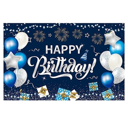 115x180 cm Tillykke med fødselsdagen Fotografi Baggrund Blå Glitter Ballon Fødselsdagsfest Foto Baggrund Fotograferingsklud