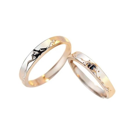 Hon och Han Set Ring Berg och Hav Deklaration Löfte Ring Justerbar Öppning Alla Hjärtans Dag Present till Hennes och Honom