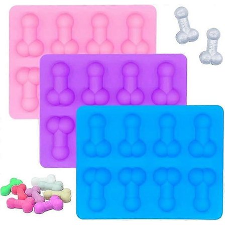 Isbitsform, 3 Delar Roliga Silikon Isbitsformar, Silikonisbitar, Mini Isbitar, Nyhet Form Lmplig fr Fdelsedagsfest Whiskey Dec