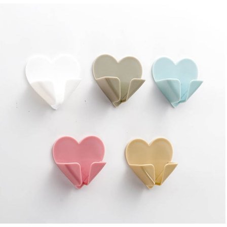 2-Pack - Vägghäftande Strömkontakt Uttag Hållare - Hjärta Vit