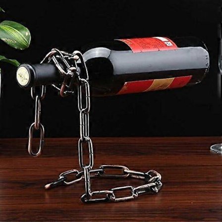 Kreativt vinställ i metallkedja, Retro hantverk Heminredning Vinflaskhållare (Vintage koppar)