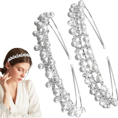 2 stk Rhinestone Hårbøyle, Glitrende Krystall Perle Hårbøyle Nydelig Hårbøyle Daglig Hårtilbehør