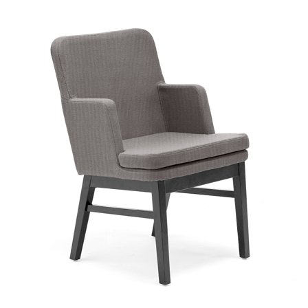 Sessel EASY, Gestell aus dunklem Holz, Stoff Medley, hellgrau
