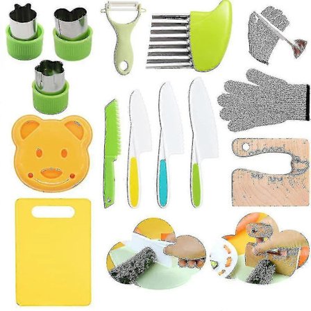 13 stykker trækniv til madlavning med børn, børnesikre knive til at skære grøntsager og frugter {YFL}