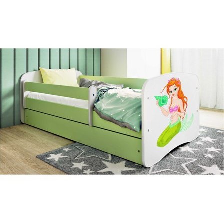 Kocot Kids Barnsäng - Babydreams Grön Med Låda Och Madrass - Sjöjungfru 180x80 Cm - Litenleker