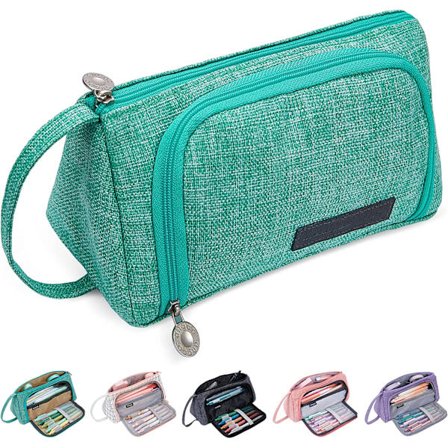 Stor blyantveske, bærbar blyantveske med stor kapasitet, sminkeveske