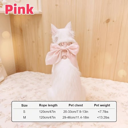 2 stk. & Hundesele og snor sæt Kompatibel til - Blød åndbar sele med sløjfe design, Anti-Escape forstærket syning, Justerbar snor[D]