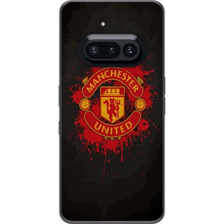 Kompatibelt Mobildeksel til Nothing Nothing Phone (3a) Manchester United logo i rød og gul farge med røff sportslig bakgrunn