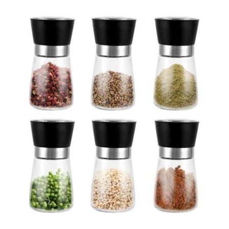 (Transparent) Salt- og peberkværn - Transparent - Keramisk - Justerbar - 6 stk. - Moderne design
