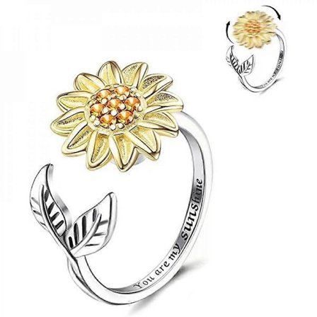 Finger Spinner Ringer Fidget Angst Ring for Kvinner Solsikke Lindrende Angst Ringer Roter Anti Stress Ring Leke For Jente