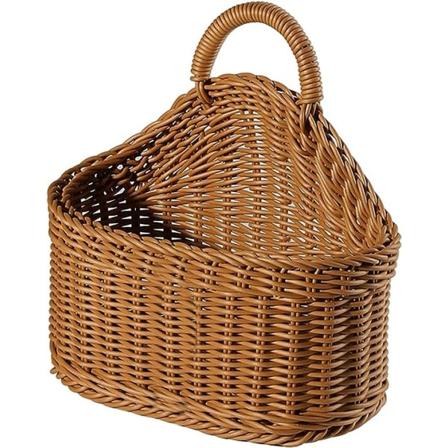 Håndlavet vævet hængekurv, håndlavet vævet pileflet blomsterkurv med fiberfor, naturlig flettet håndlavet opbevaringskurv til hjem, have, bryllup