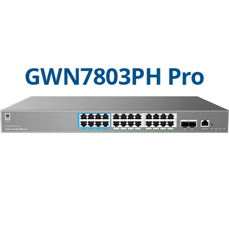 GRANDSTREAM GWN7803PH PRO – Enterprise Layer 2++ Managed Switch – 24× Gigabit RJ45 (PoE/PoE+) + 2× Gigabit SFP+
