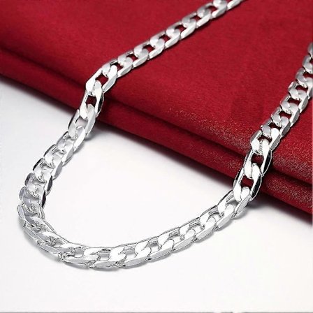 925 Sterling Silver Halsband För Män 20/24 Tum Klassisk 8mm Kedja Lyx Smycken Bröllop Julklappar LGL