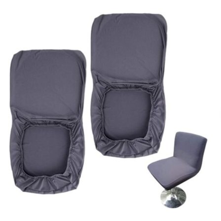 2-pak mørkegrå barstoltrekk med stretch ryggtrekk for korte dreiestoler