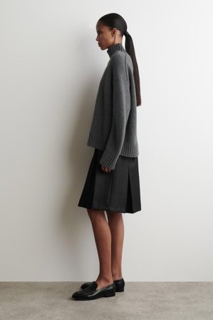 COS Femme Jupe Plissée En Laine Mélangée in Noir