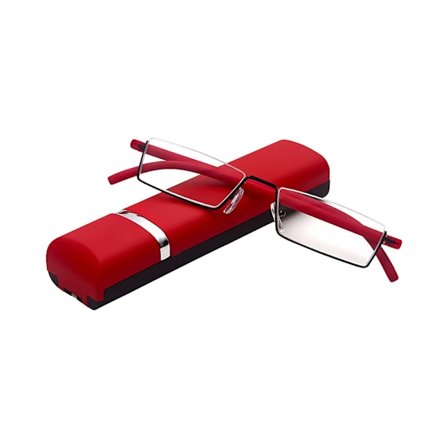 (Röd, +2.0) Läsglasögon med ultralätt TR90-båge, rektangulära läsglasögon för metallbåge, dam, herr, halvbåge