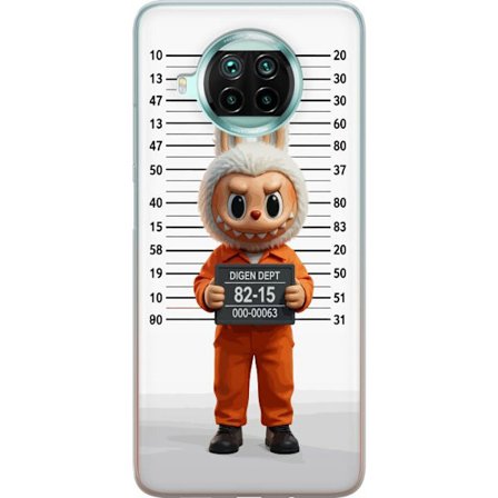 Kompatibelt Mobildeksel til Xiaomi Xiaomi Mi 10T Lite 5G Søt tegnet kaninfigur i fengselsklær med fangenummer mot bakgrunn med lengdemåling