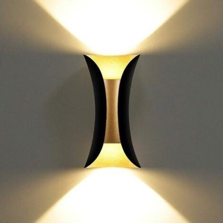 10w Kreativ Moderne LED Vegglampe Vanntett IP65 Vegglampe Aluminium LED Veggvasker Innendørs Utendørs, 3000k, Svart + Gull