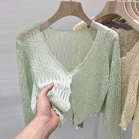 Hollow Out Blusar Stickade Toppar GRÖN