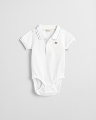 GANT - Piqué body i økologisk bomull til baby white