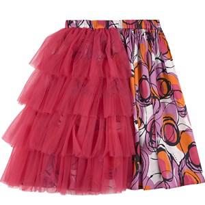 Kids - Marni Magenta Half Print, Half Ruffled Layer Skirt - Skirts - 14 years - Pink