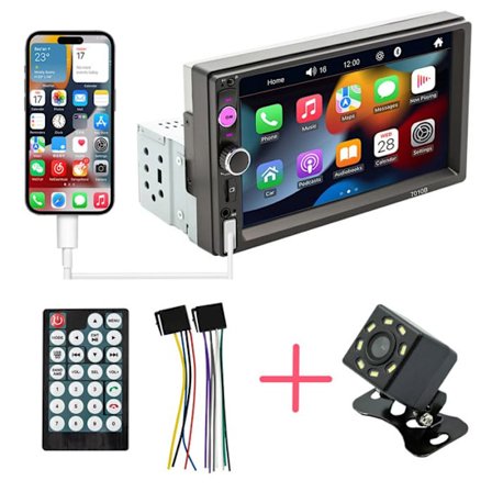 SWAREY Bluetooth Carplay Radio med backkamera 7-tums pekskärm Mirror Link FM