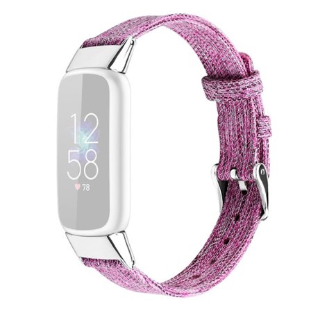 Fitbit Luxe klockarmband i canvasmodell - Rosa / Lila / Storlek: L