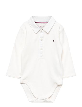 Baby Rib Collar Body L/S Bodies Long-sleeved Hvit Tommy Hilfiger*Betinget Tilbud